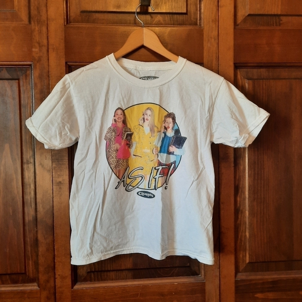 Clueless "As If!"  100% cotton white graphic short sleeve t-shirt size small